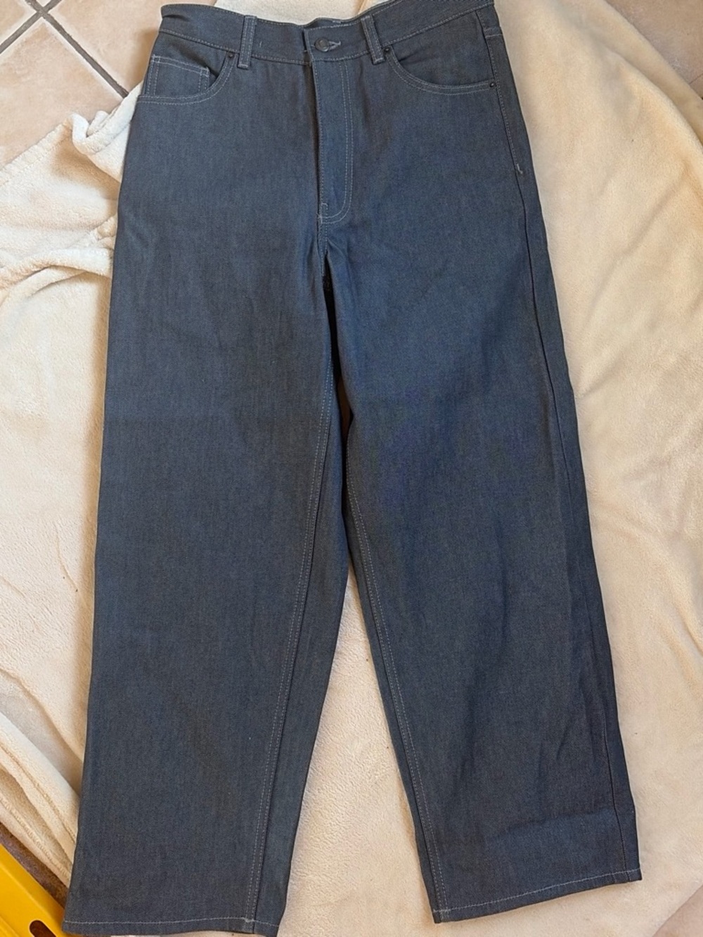 Topshop Grey Washed Denim Trousers